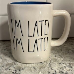 Rae Dunn Disney Alice in Wonderland White Rabbit “I’m Late! I’m Late!” Mug